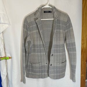 Lauren Ralph Lauren Gray Plaid Knit Blazer